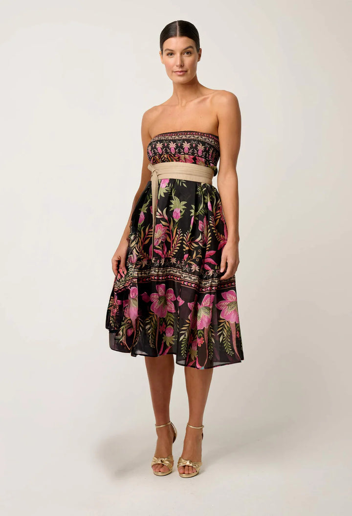 Once Was Cordelia Shirred Silk Cotton Skirt - Anthos Lotos