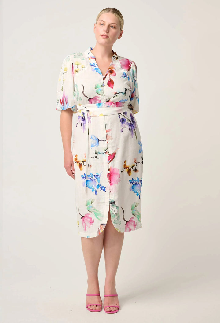 Gaia Lace Trim Dress - Plume Blossom