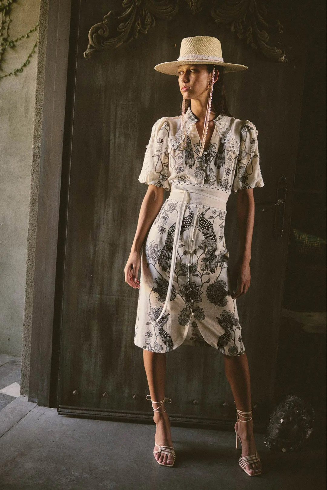 Once Was Gaia Placement Print Dress Imperial Stone