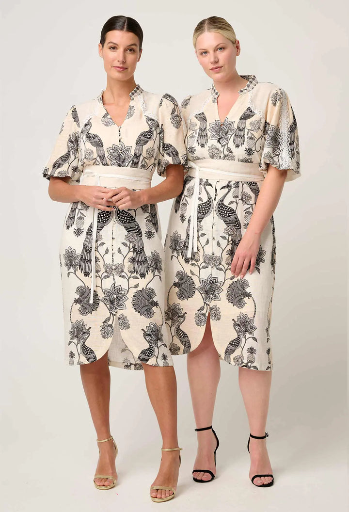 Gaia Lace Trim Dress - Imperial Stone