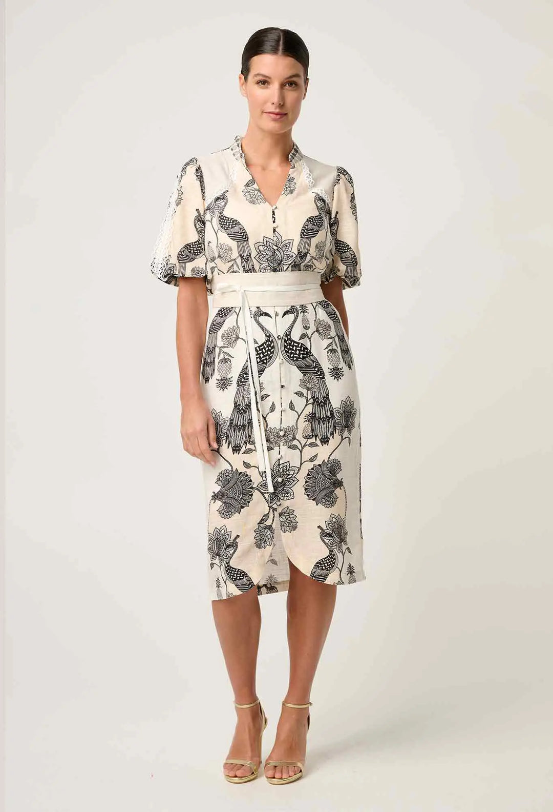 Gaia Lace Trim Dress - Imperial Stone