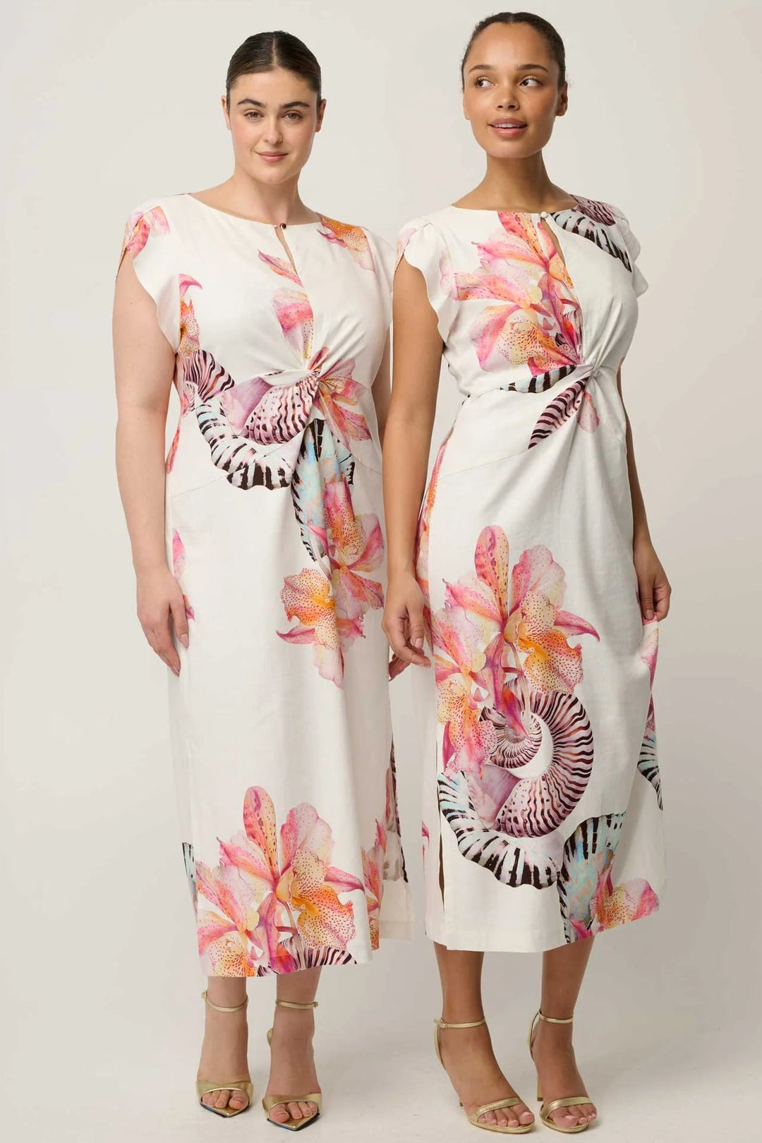 Geneva Twist Detail Dress - Nautilus Bloom