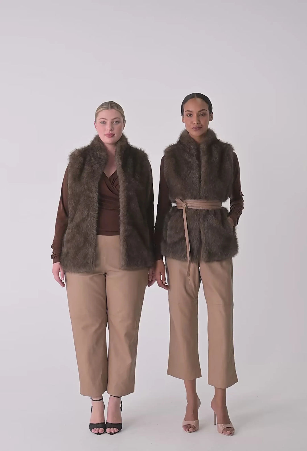 Hazel Faux Fur Vest - Walnut