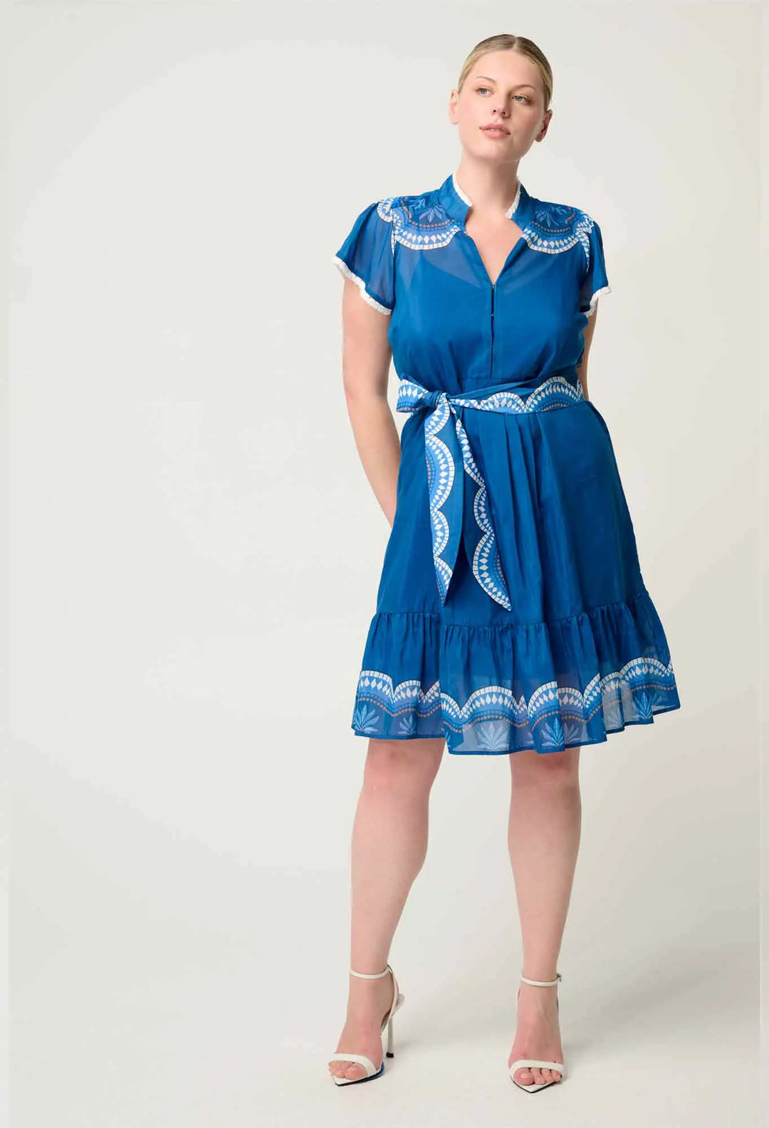 Lilia Flutter Sleeve Dress - Topaz