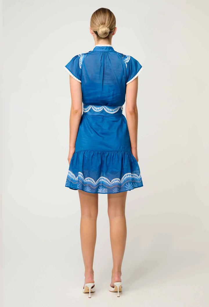 Lilia Flutter Sleeve Dress - Topaz