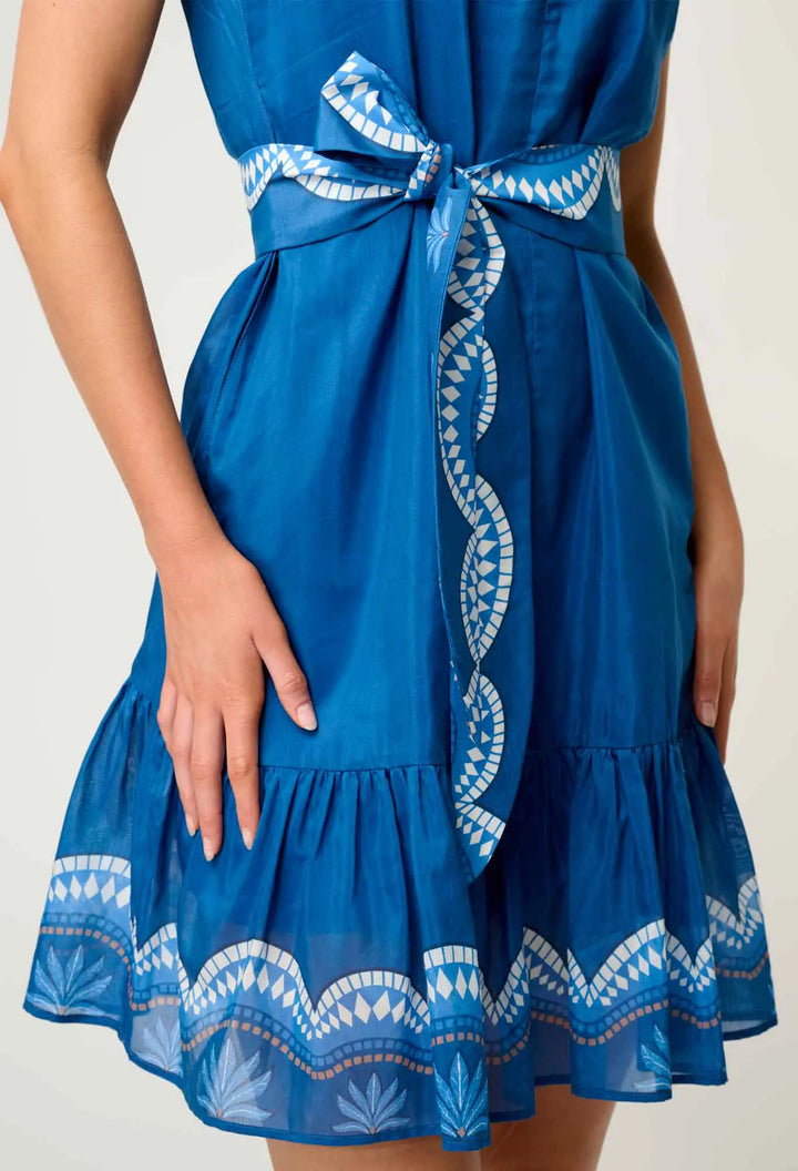 Lilia Flutter Sleeve Dress - Topaz