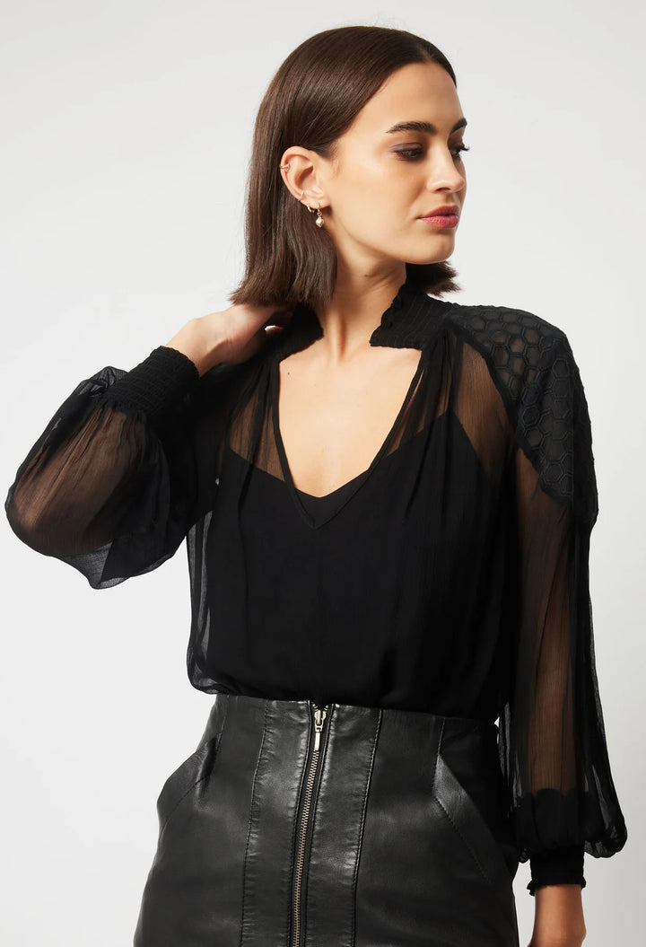 Phoenix Viscose Chiffon Blouse - Black