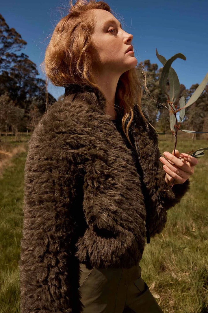 Sybil Chevron Bomber Jacket - Moss