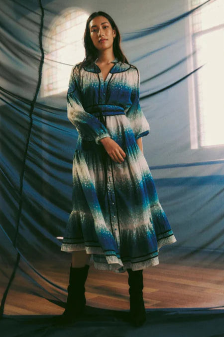 Venus Cotton Silk Maxi Dress - Galaxy Print