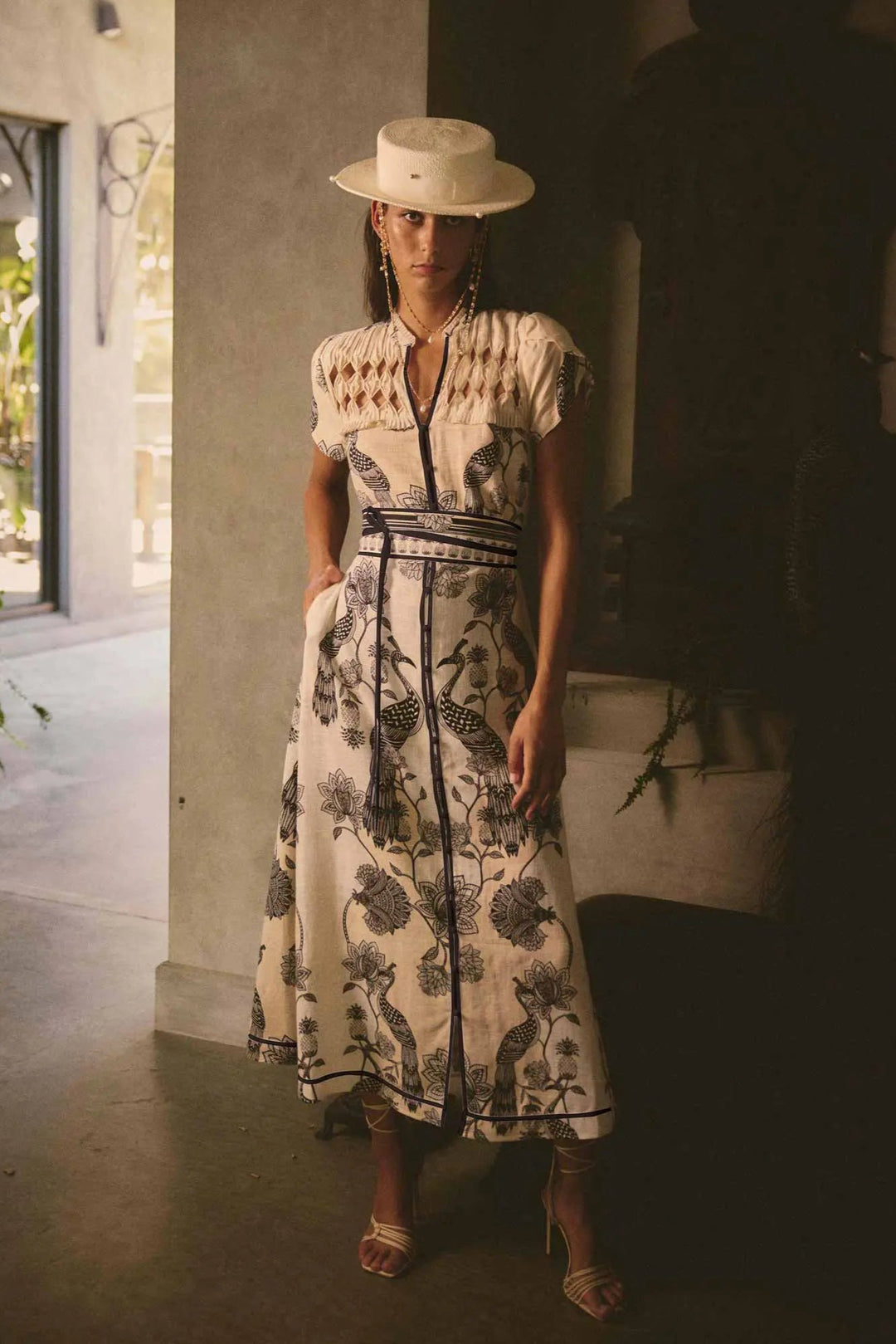 Once Was Xanthia Print Placement Dress Imperial Stone