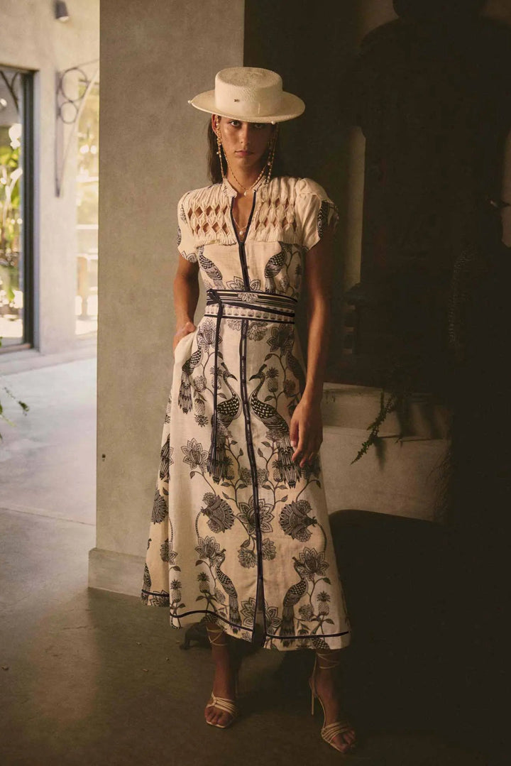 Once Was Xanthia Print Placement Dress Imperial Stone
