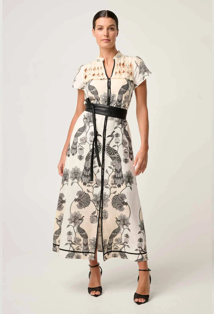 Xanthia Diamond Smock Placement Print Dress - Imperial Stone
