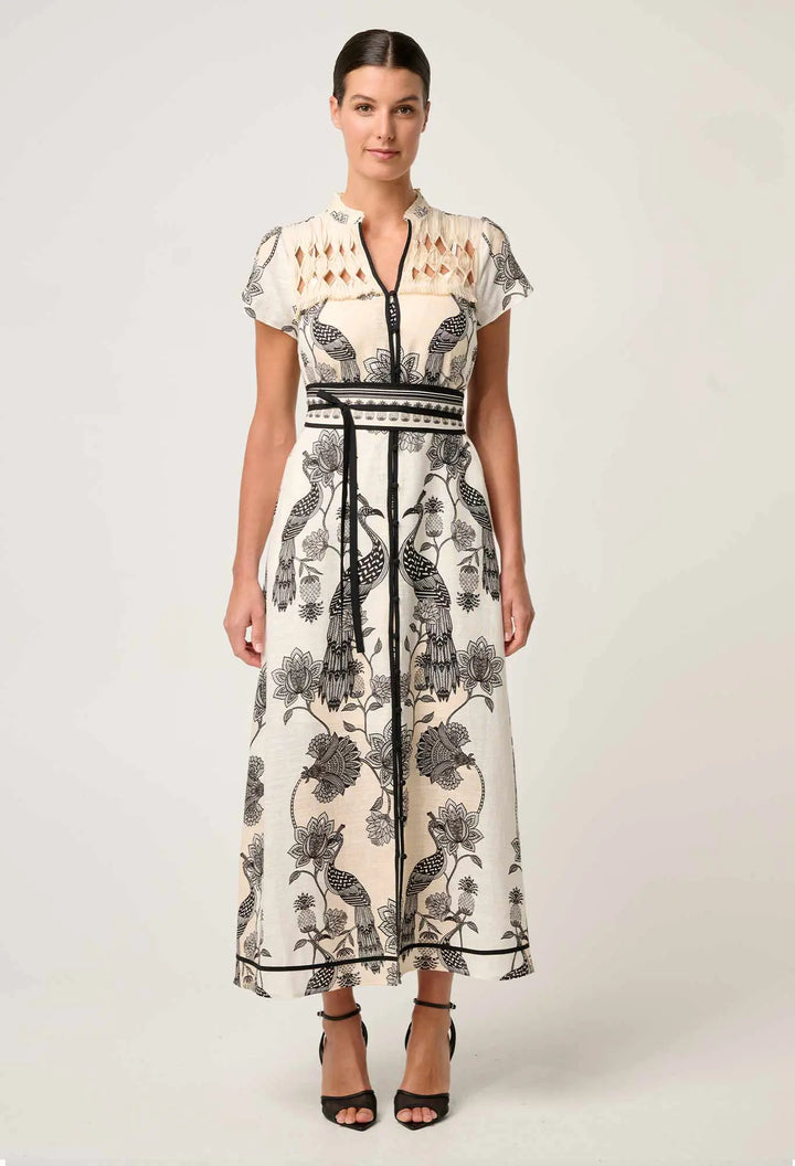 Xanthia Diamond Smock Placement Print Dress - Imperial Stone