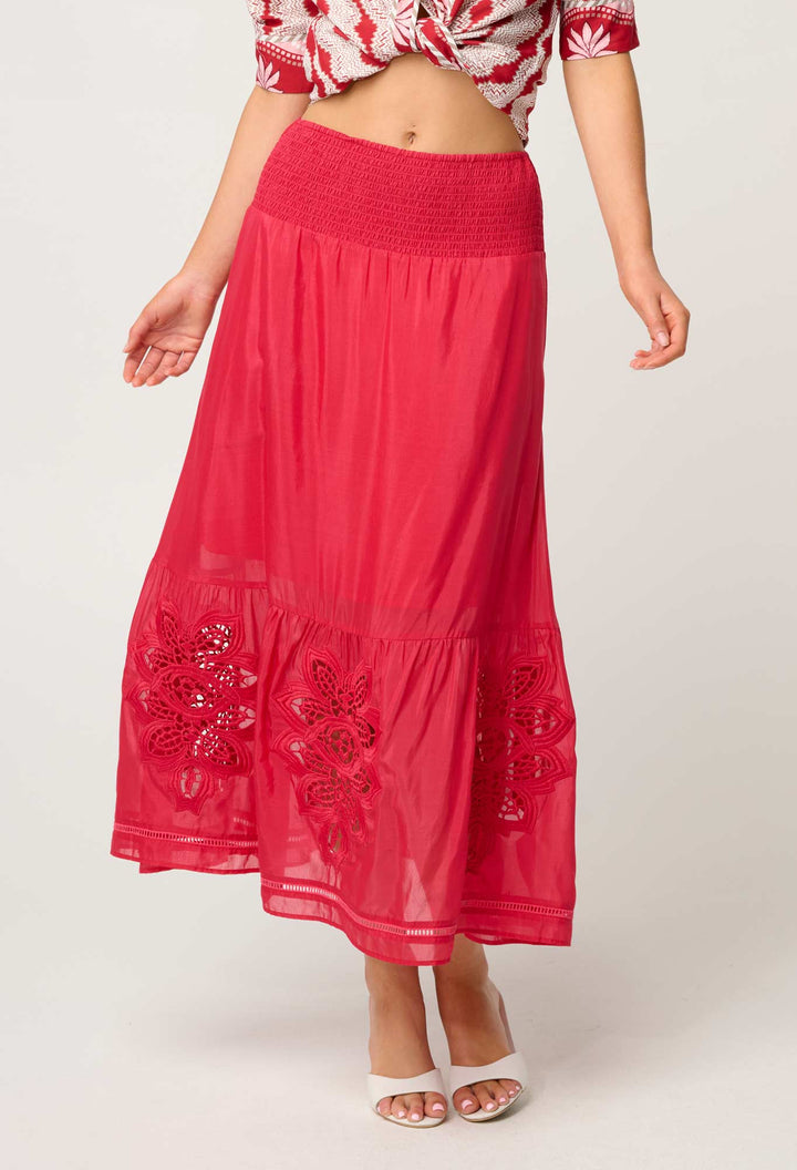 Cordelia Lace Detail Skirt - Ruby