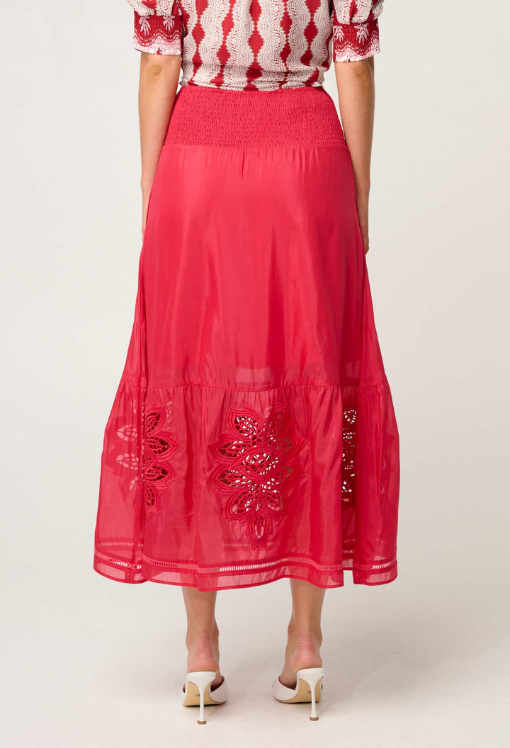 Cordelia Lace Detail Skirt - Ruby