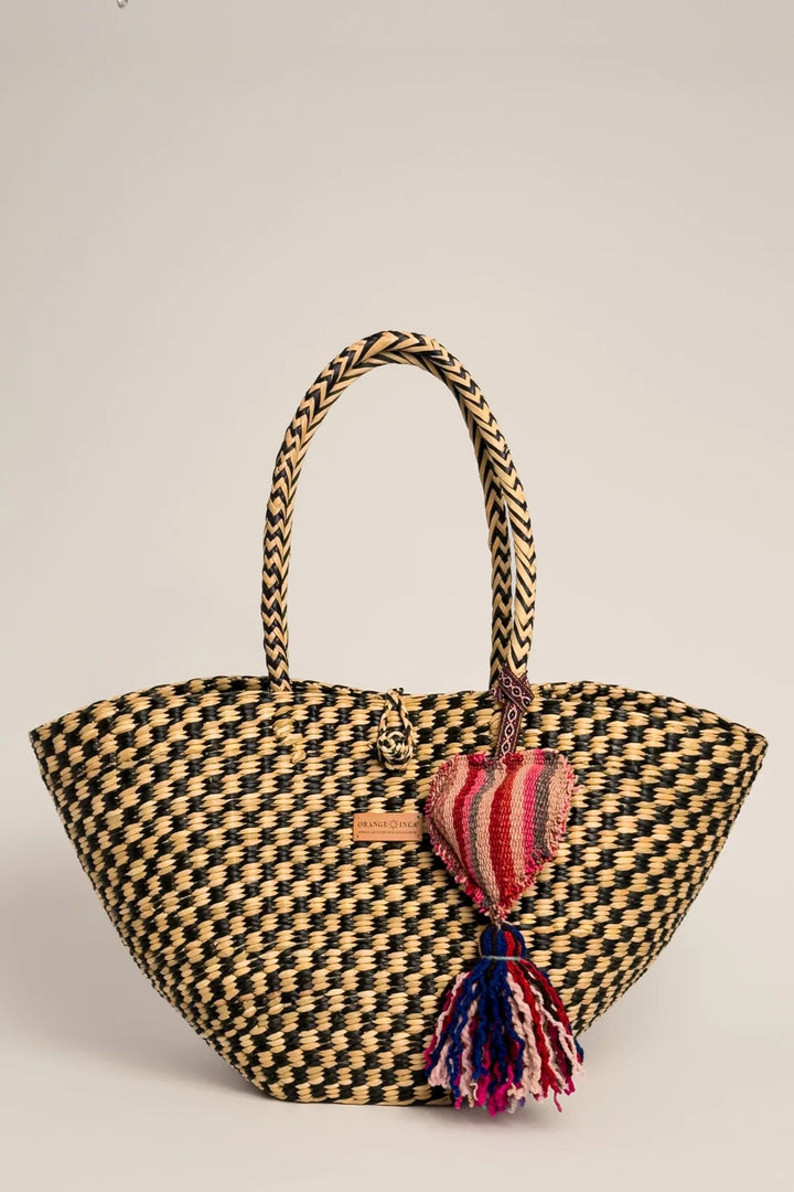 The Playa Tote - Checkered Black Natural