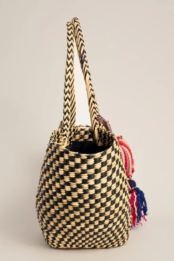 The Playa Tote - Checkered Black Natural