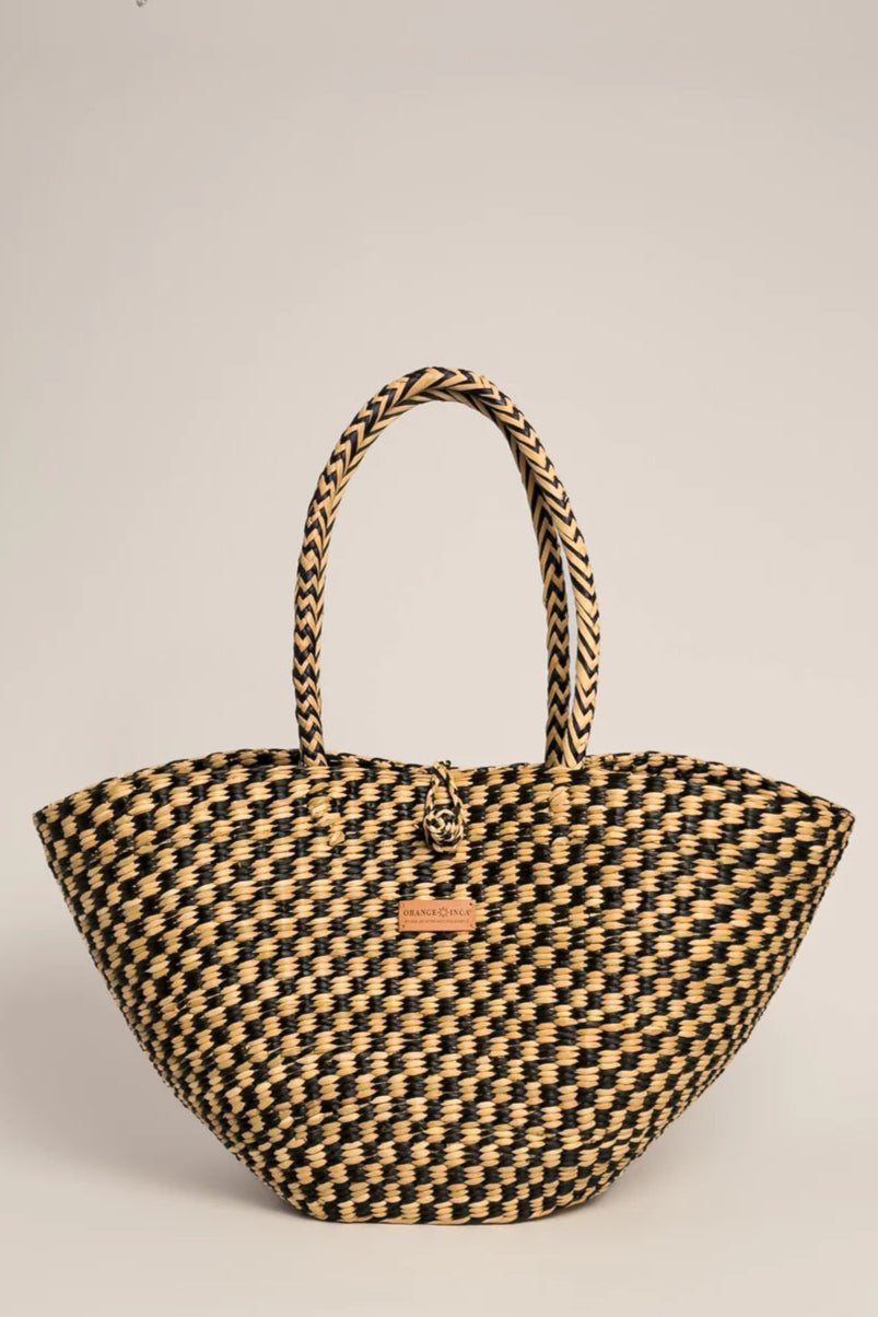The Playa Tote - Checkered Black Natural