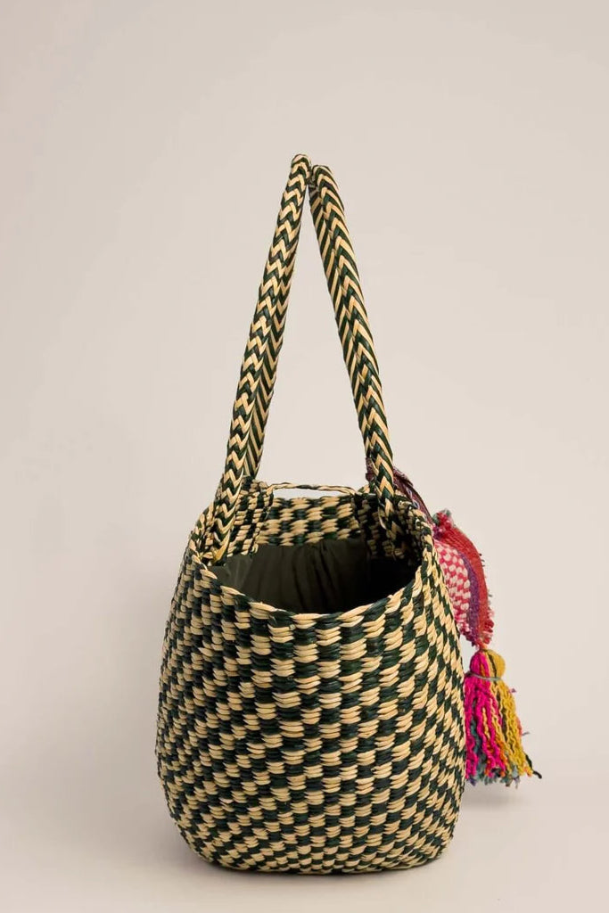 The Playa Tote - Checkered Olive Natural