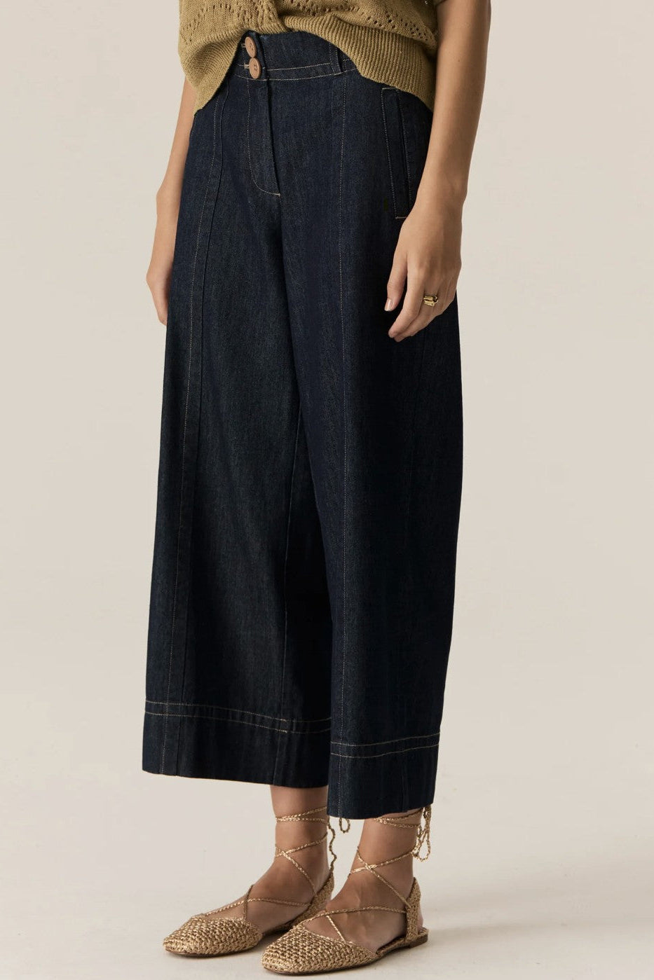 Carsen Crop Pant - Dark Wash