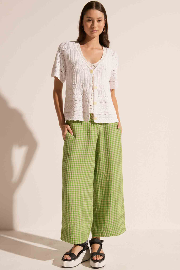 Maui Pointelle Cardi - White