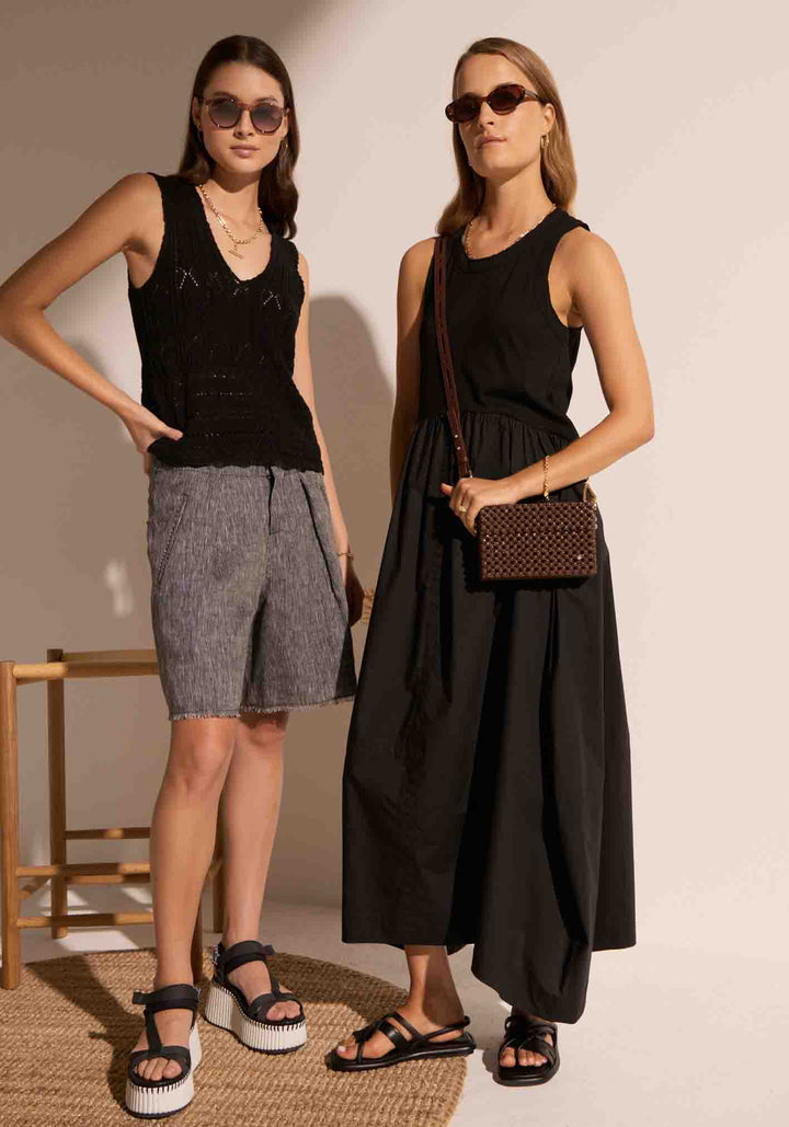 Maui Pointelle Tank - Black