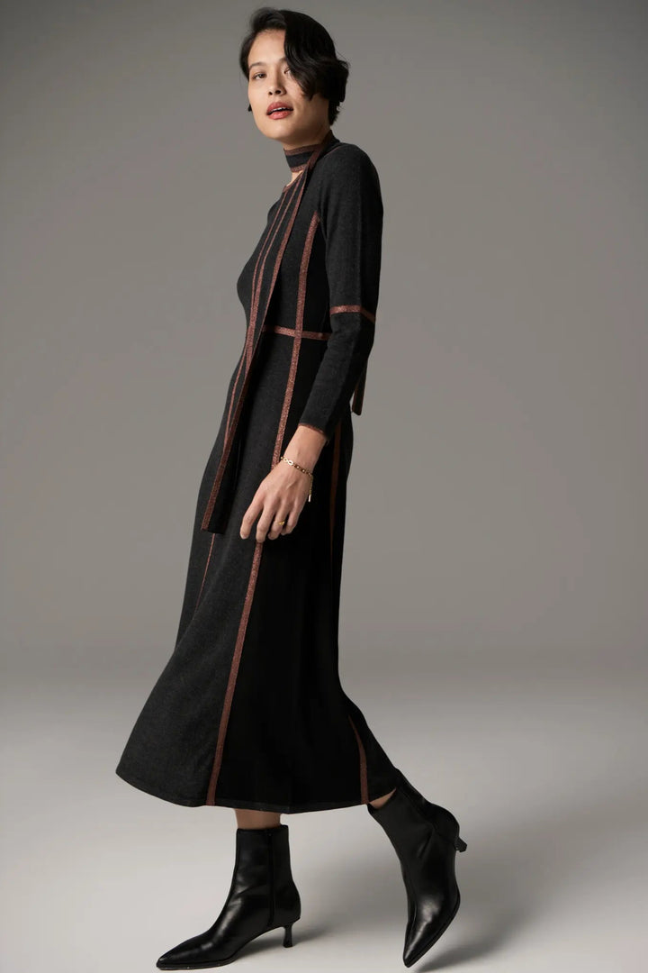Lara Dress Lurex - Charcoal/Toffee