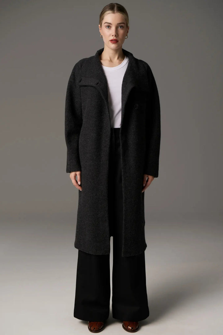 Ruben Draped Coat - Charcoal