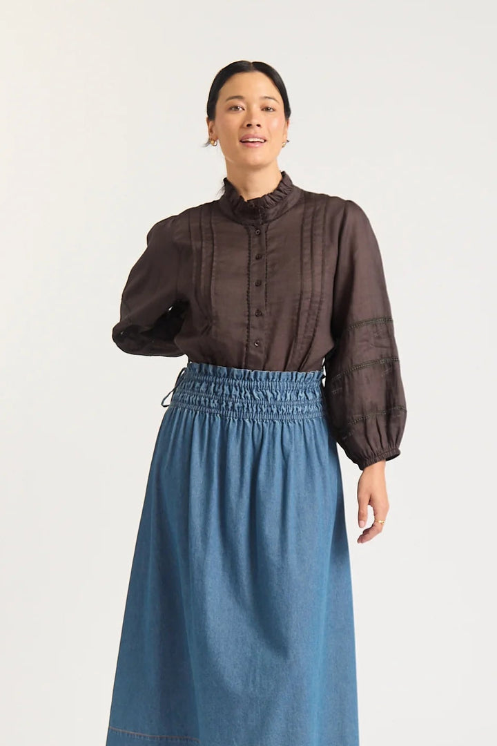 Paris Ramie Blouse - Chocolate