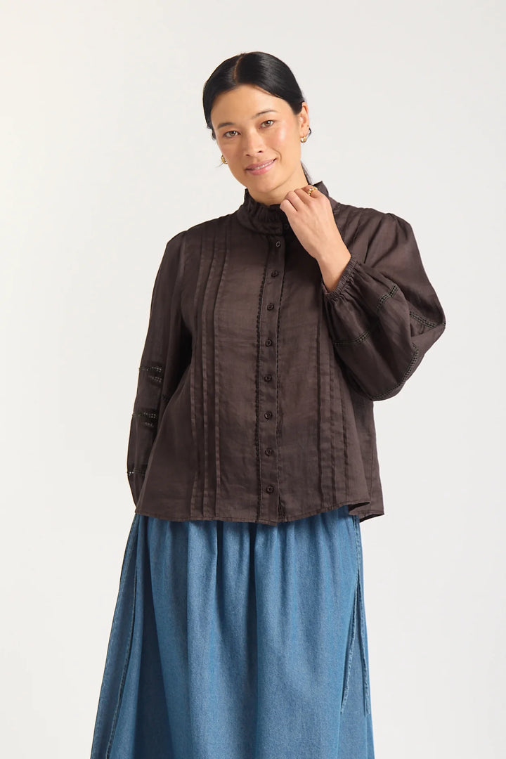 Paris Ramie Blouse - Chocolate