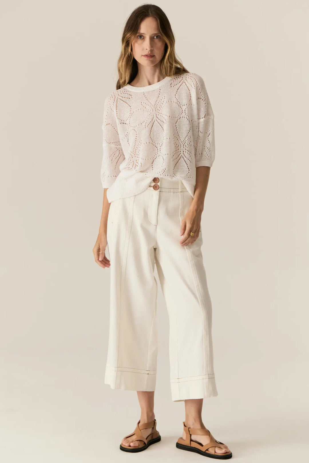 Pol Carsen Crop Pant Ecru
