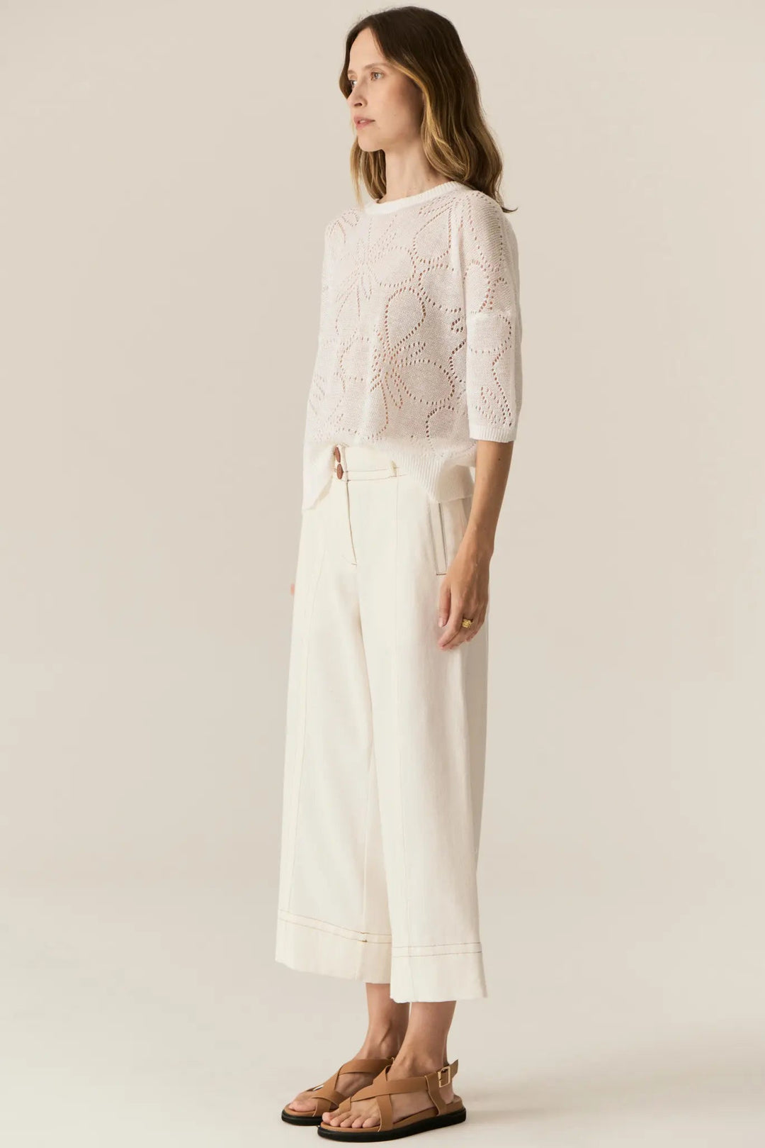 Pol Carsen Crop Pant Ecru