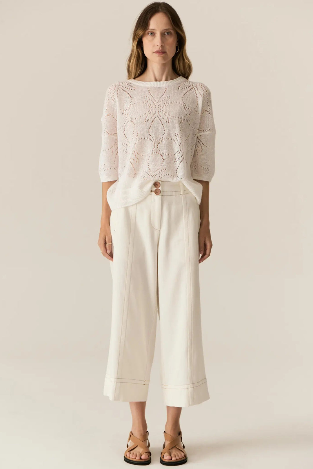 Pol Carsen Crop Pant Ecru