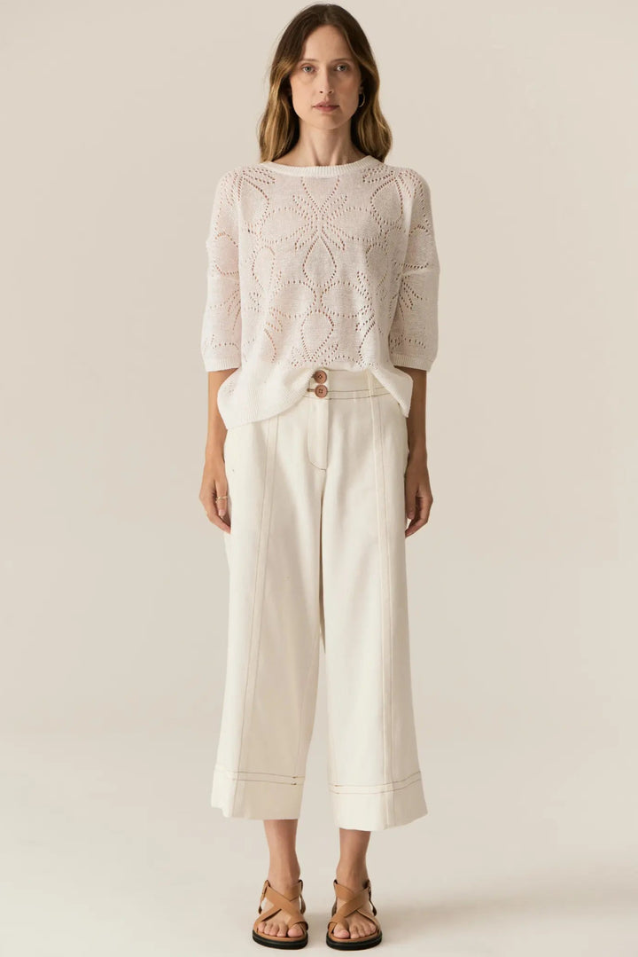 Pol Carsen Crop Pant Ecru