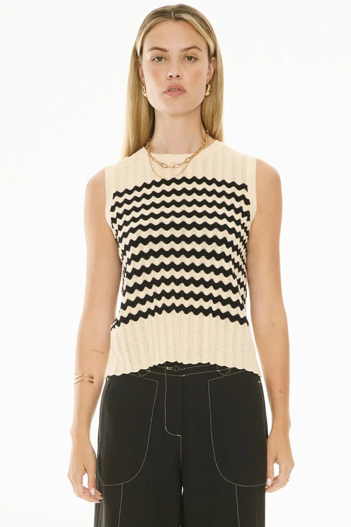 Pol Clothing Bonde Tank Knit Ivory Black