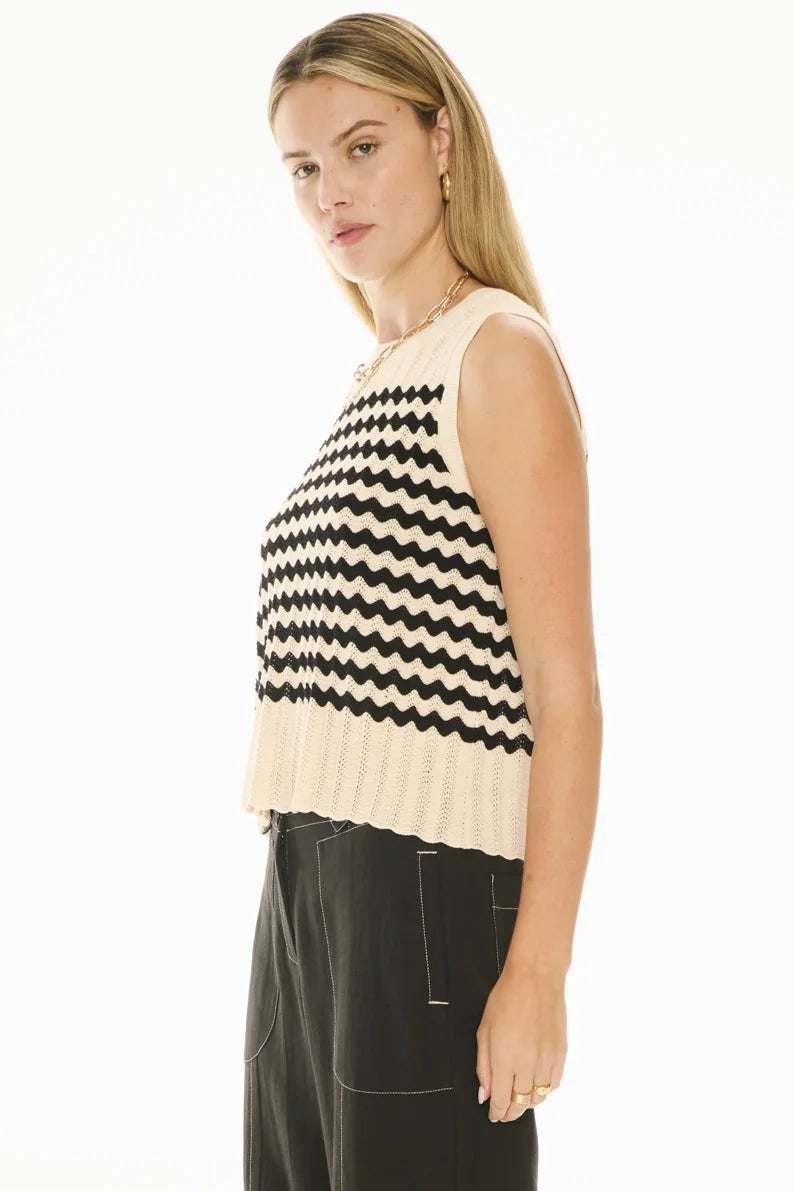 Pol Clothing Bonde Tank Knit Ivory Black