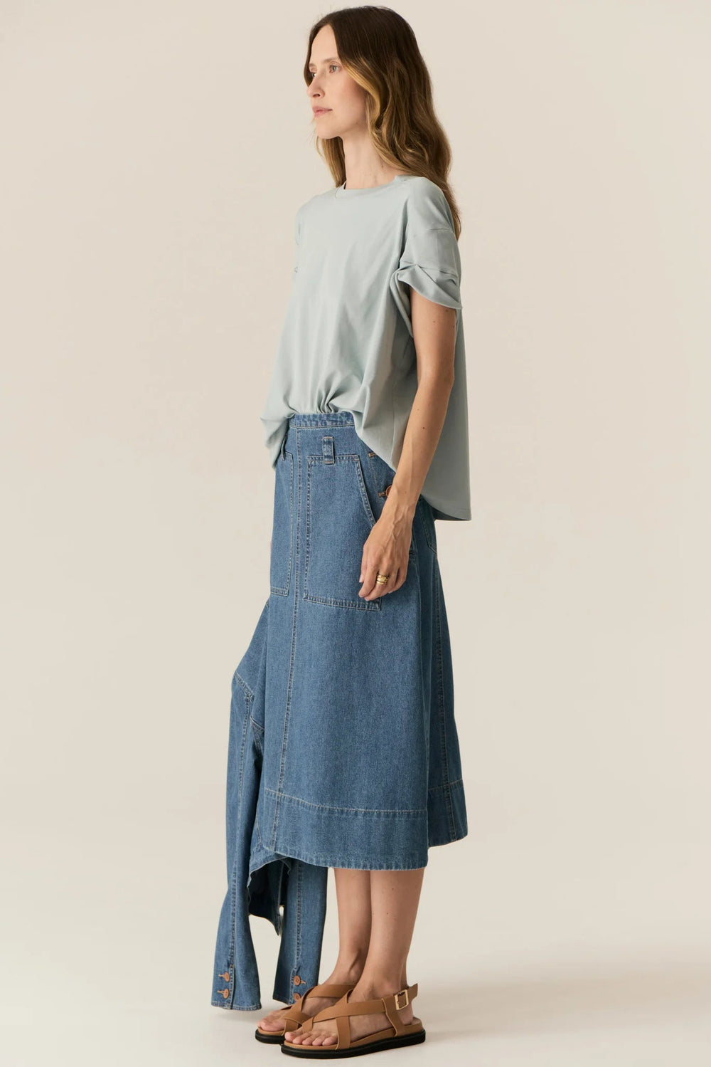 Pol Clothing Carsen Skirt Light Wash
