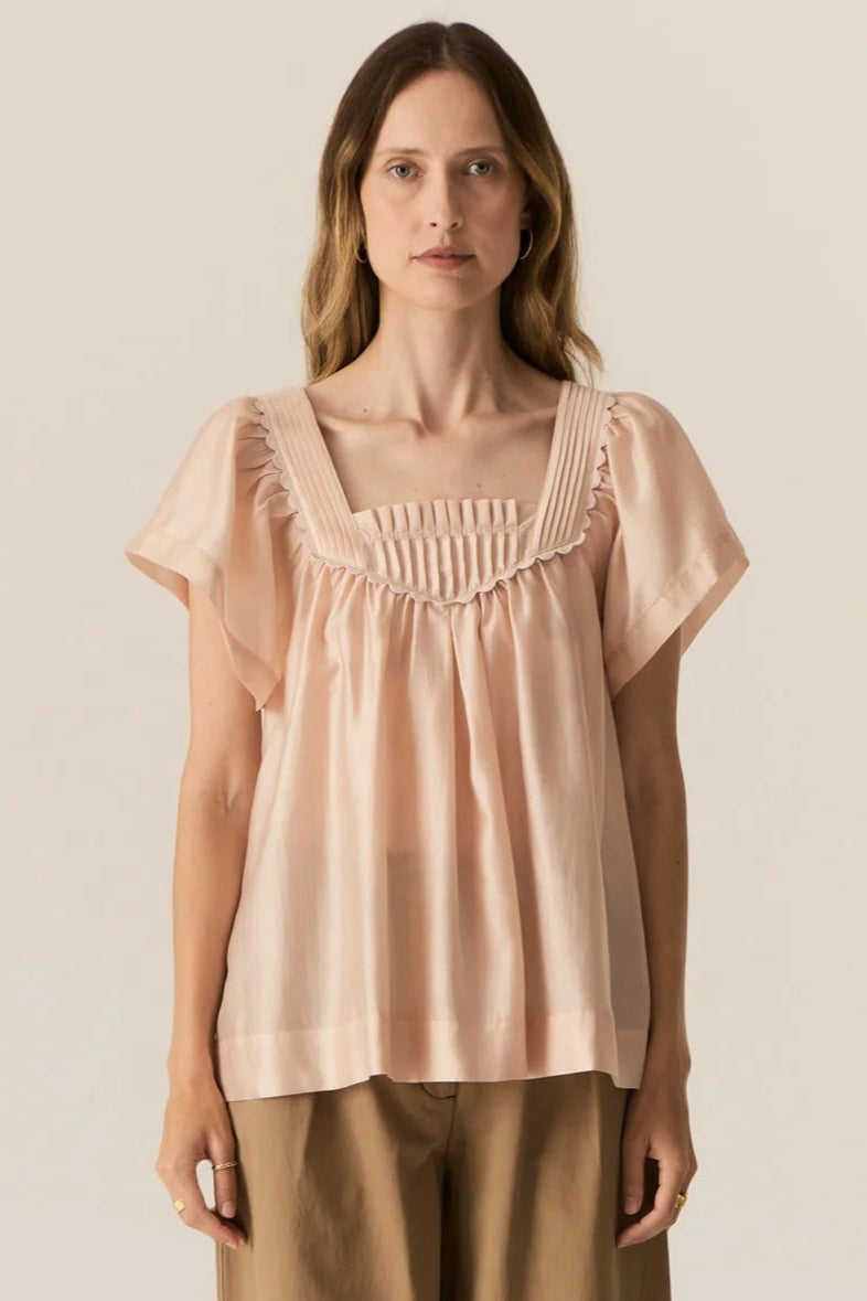 Pol Clothing Elea Pintuck Top Pink