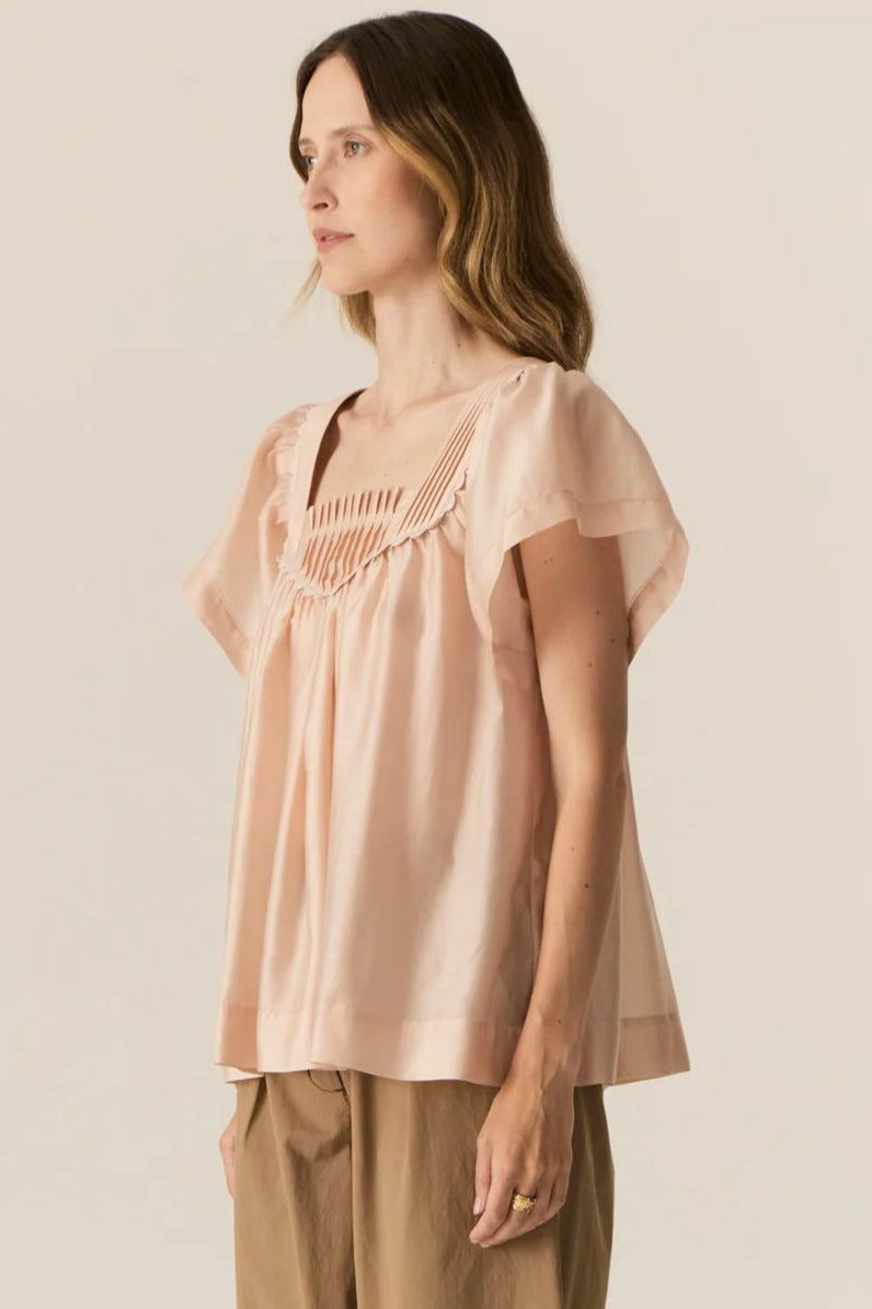 Pol Clothing Elea Pintuck Top Pink