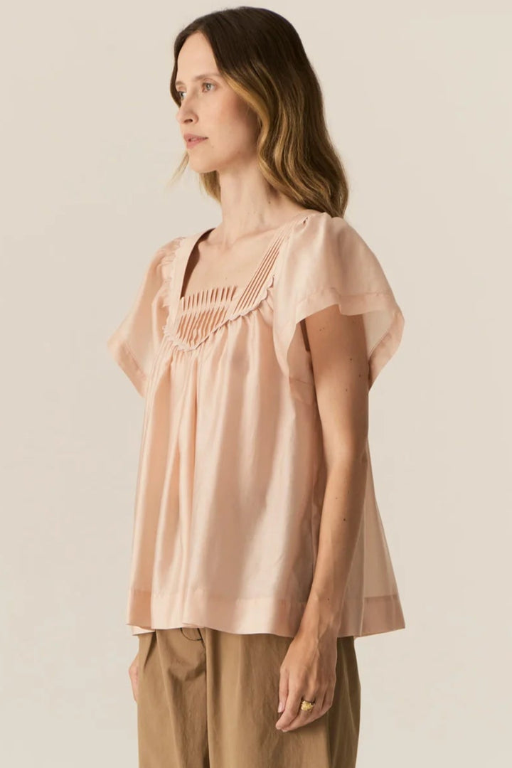 Pol Clothing Elea Pintuck Top Pink