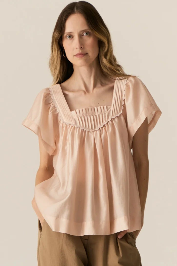 Pol Clothing Elea Pintuck Top Pink