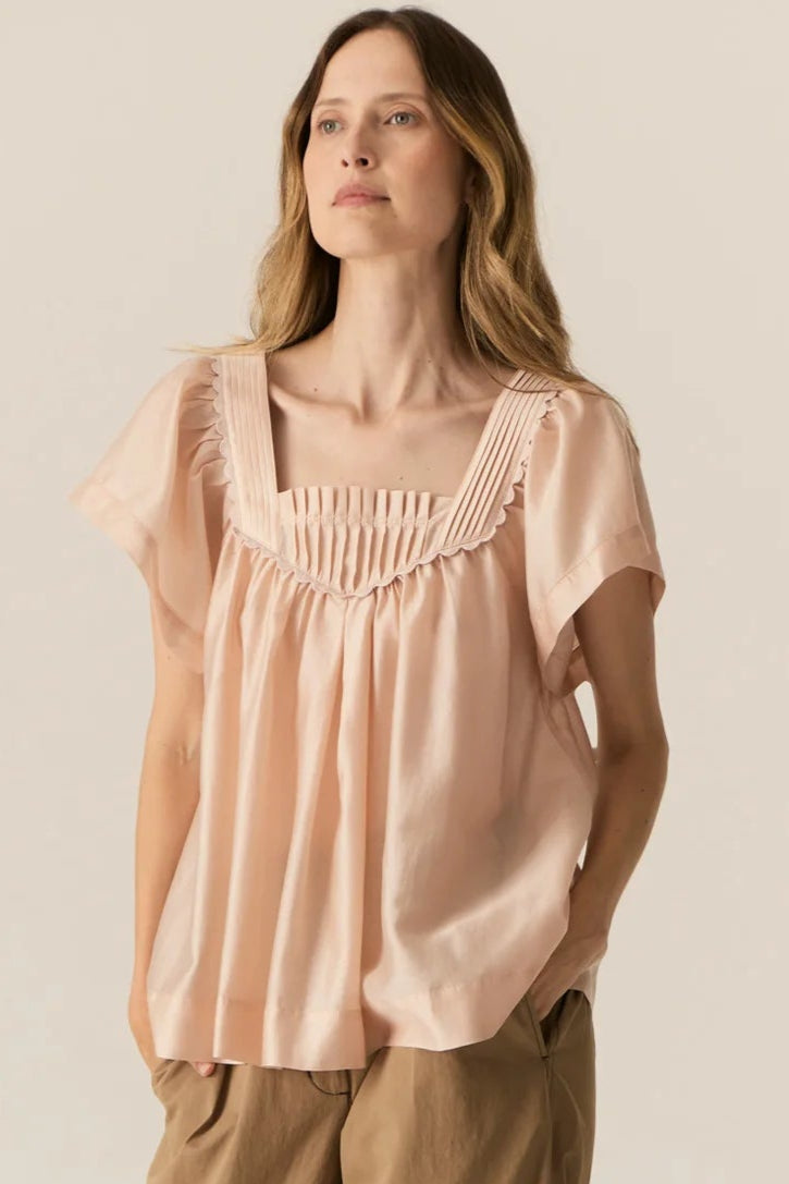 Pol Clothing Elea Pintuck Top Pink