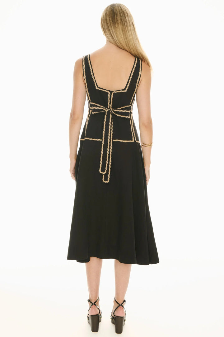 Pol Clothing Marlin Raffia Trim Dress Black