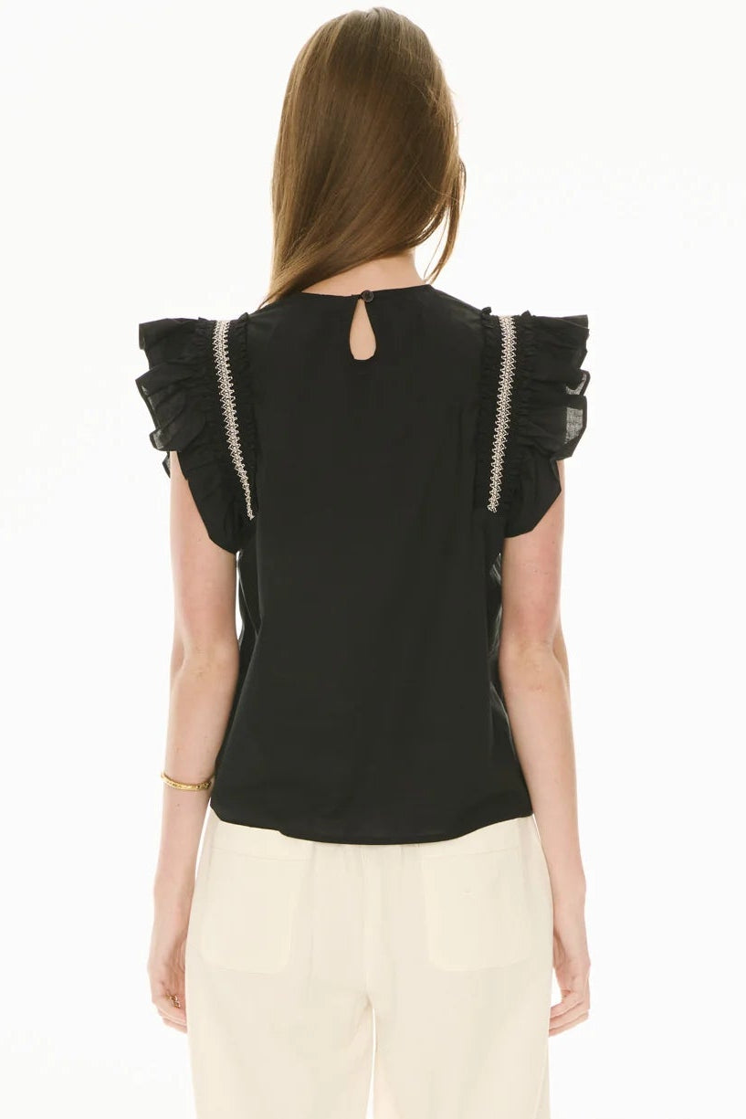 Pol Clothing Nova Frill Top Black