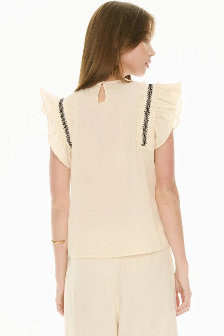 Pol Clothing Nova Frill Top Ivory