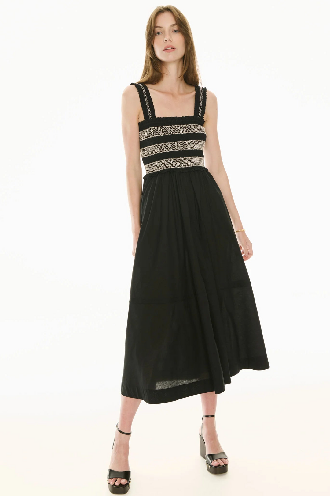 Pol Clothing Nova Smocked Dress Black