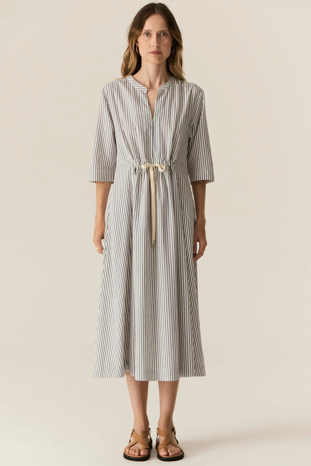 Pol Clothing Vera Shirt Dress Blue Stripe