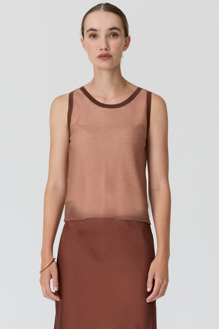 Kaspar Layered Tank - Pink/Toffee
