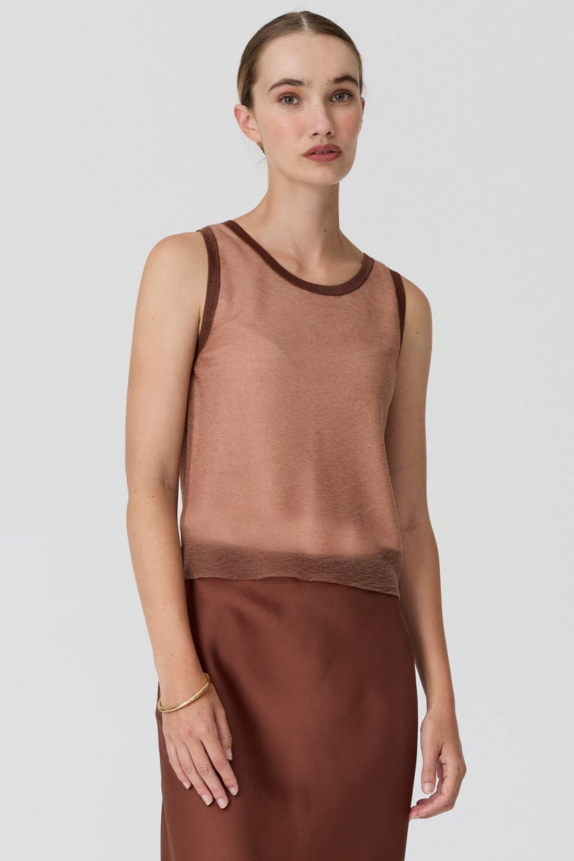 Kaspar Layered Tank - Pink/Toffee