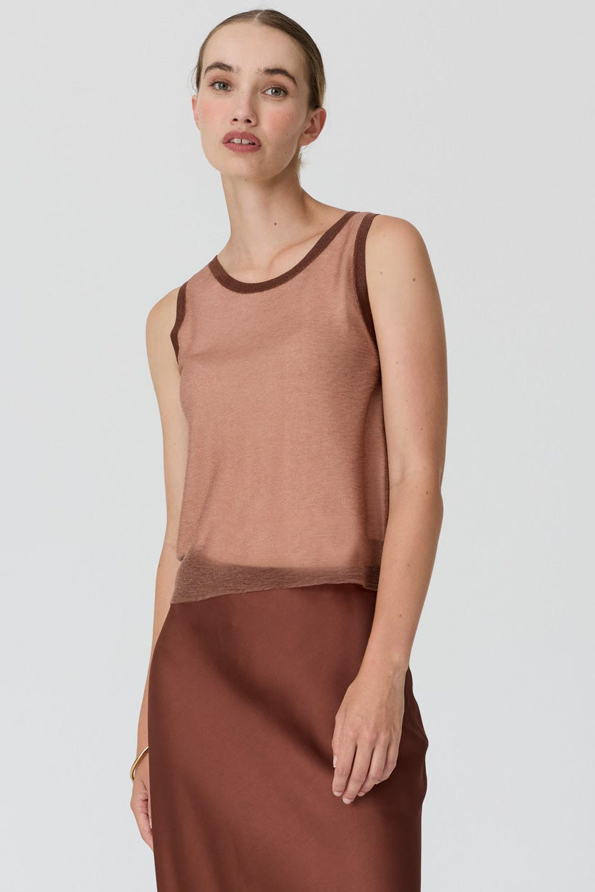 Kaspar Layered Tank - Pink/Toffee
